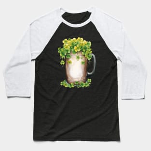 Watercolor Shamrock Beer Baseball T-Shirt